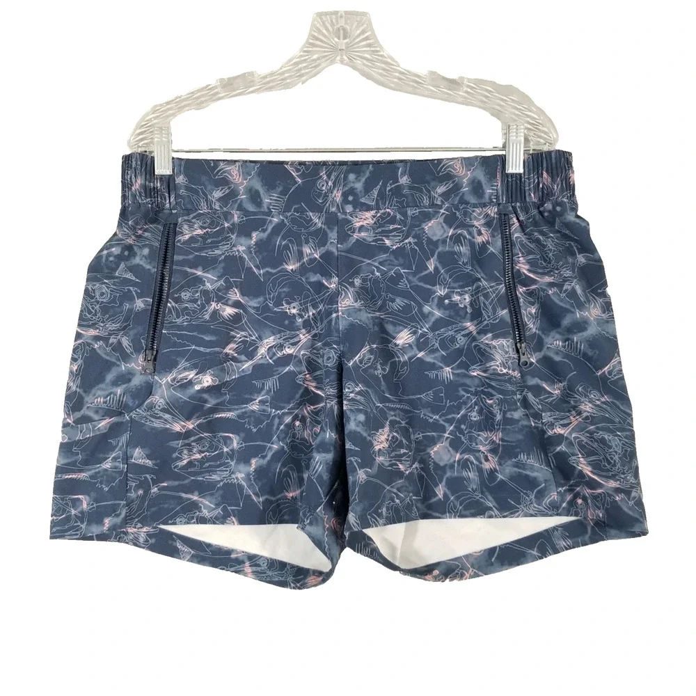 Columbia PFG Shorts Mens Large Blue Fish Print Performance Quick Dry Swim Trunks